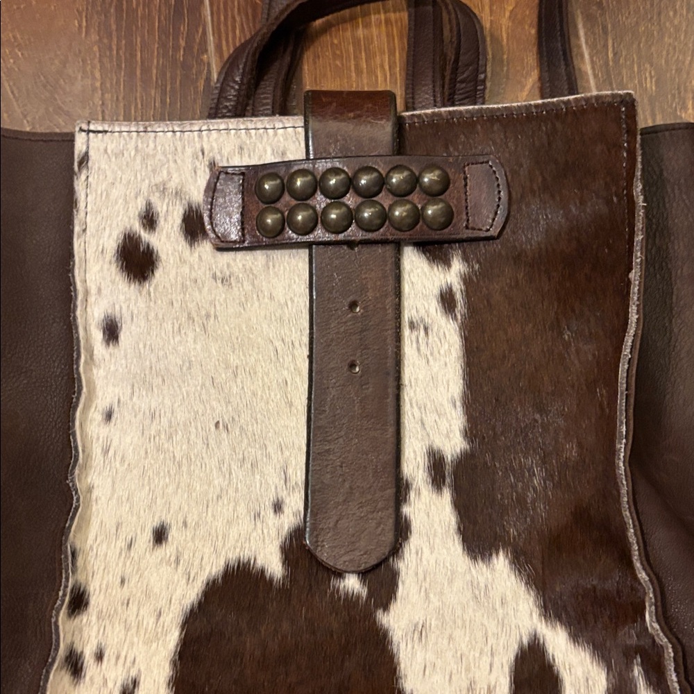 McFadin Made in Texas Cowhide Leather Purse/ Tote Bag. Stacie & Laurie McFadin. - Picture 3 of 12